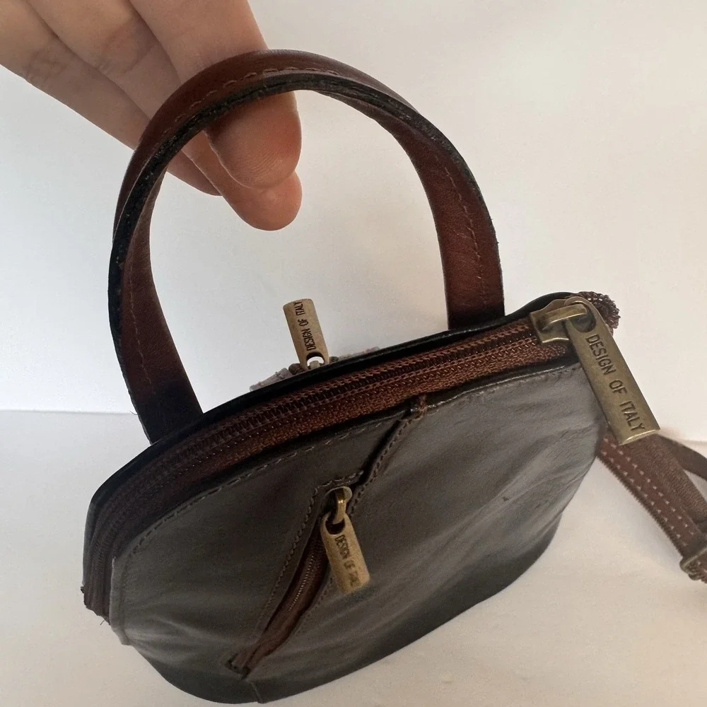 Italian Genuine Leather Top Handle Backpack Purse Brown Shoulder Bag Handbag